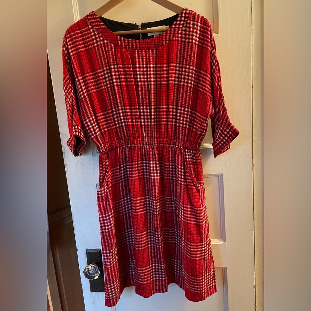 Louche London Hinton Dress in red & black plaid, US8, UK 12